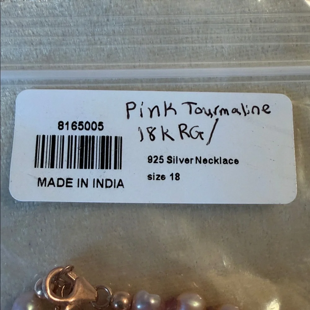 Gorgeous White Freshwater Pearl & Redondo Pink Tourmaline Necklace 18” RG/SS - Picture 8 of 8